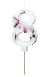 PartyDeco Świeczka cyfra 8 biała z kwiatami