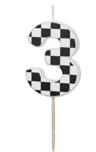 PartyDeco Świeczka urodzinowa cyfra 3 kratka