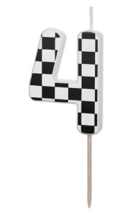PartyDeco Świeczka urodzinowa cyfra 4 kratka