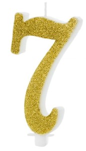 PartyDeco Świeczka urodzinowa cyfra 7 złota 10cm